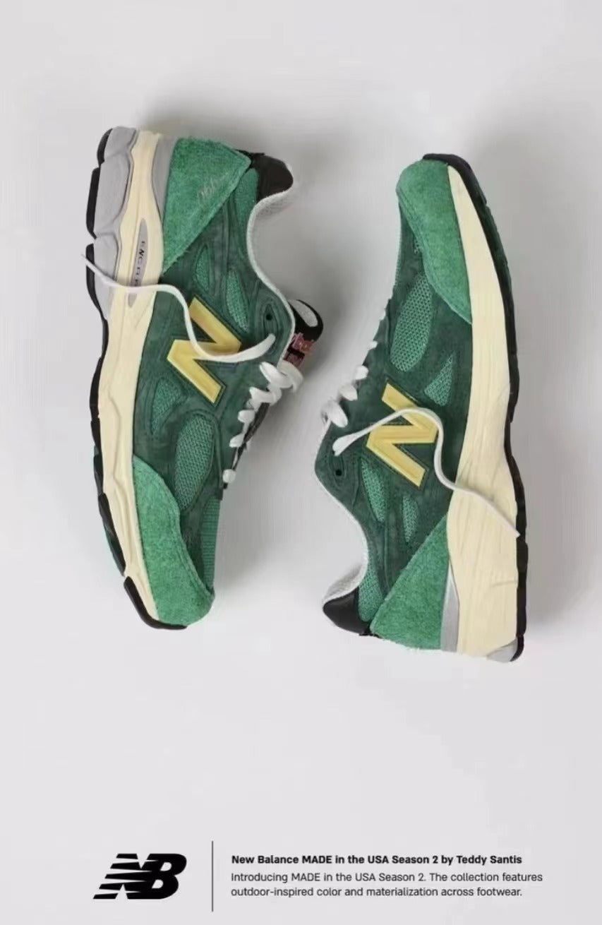 New Balance 990v3 Sneakers – Green, Purple & Grey
