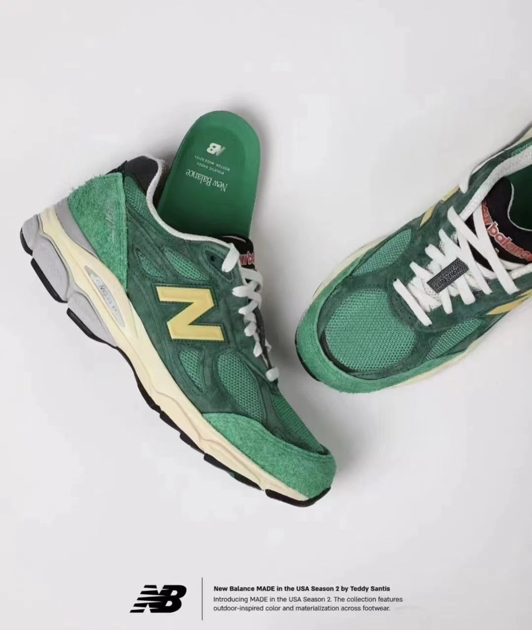 New Balance 990v3 Sneakers – Green, Purple & Grey