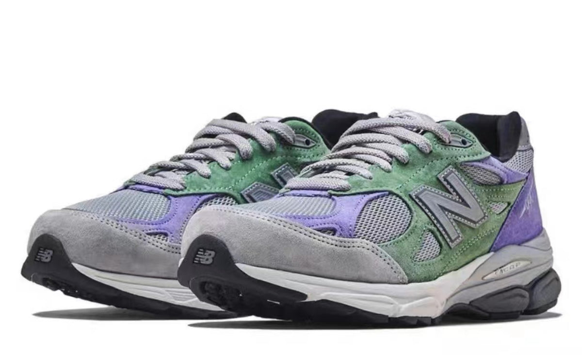 New Balance 990v3 Sneakers – Green, Purple & Grey